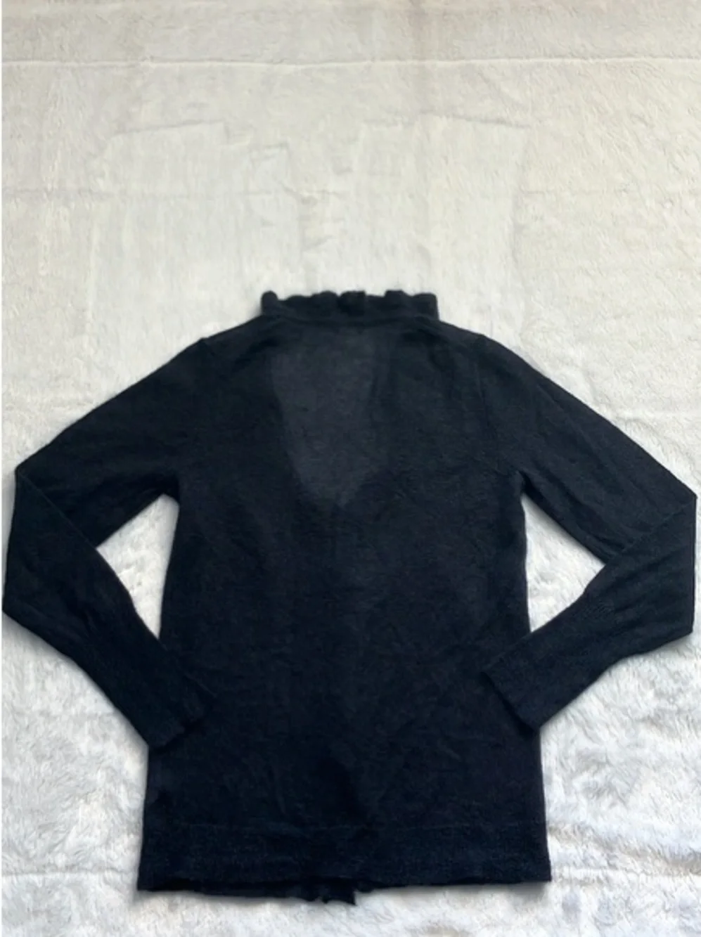 NWOT J. Crew Blue Ruffled Mohair Cardigan, Size Medium